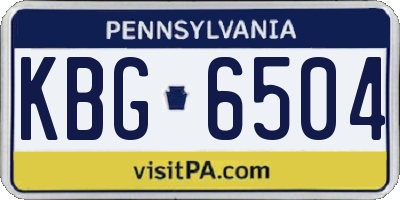 PA license plate KBG6504