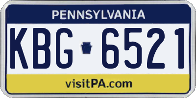 PA license plate KBG6521