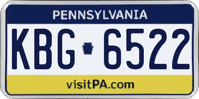 PA license plate KBG6522