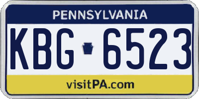 PA license plate KBG6523