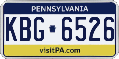PA license plate KBG6526