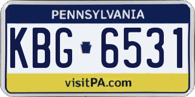 PA license plate KBG6531