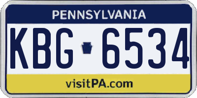 PA license plate KBG6534