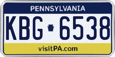PA license plate KBG6538