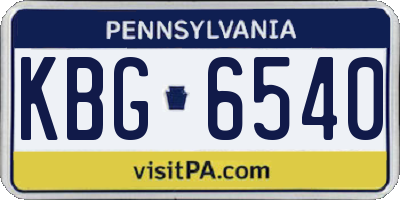 PA license plate KBG6540