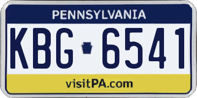 PA license plate KBG6541