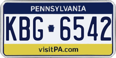 PA license plate KBG6542