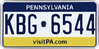 PA license plate KBG6544