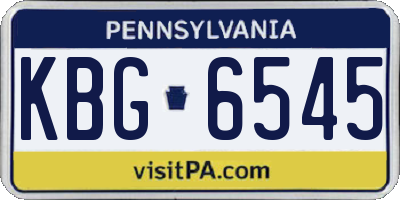 PA license plate KBG6545
