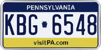 PA license plate KBG6548