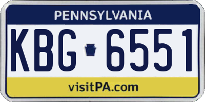 PA license plate KBG6551