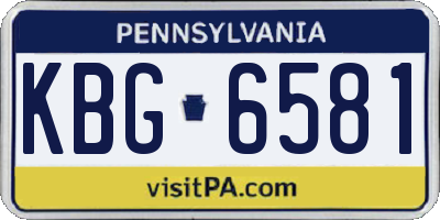 PA license plate KBG6581