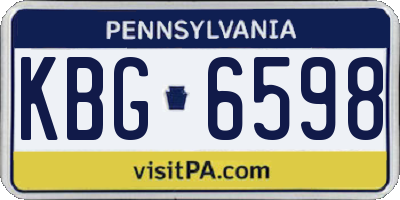PA license plate KBG6598