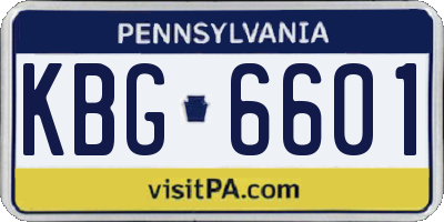 PA license plate KBG6601