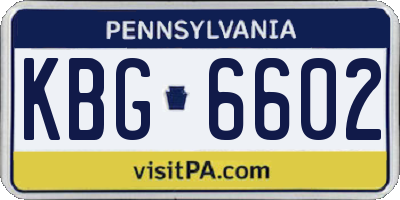 PA license plate KBG6602