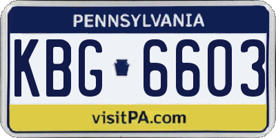 PA license plate KBG6603