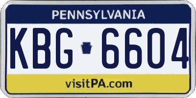 PA license plate KBG6604