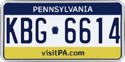 PA license plate KBG6614