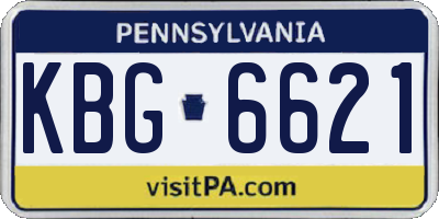 PA license plate KBG6621
