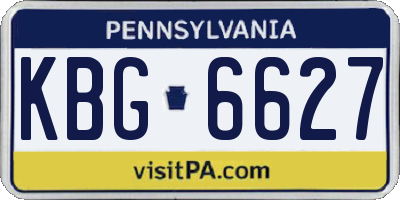PA license plate KBG6627