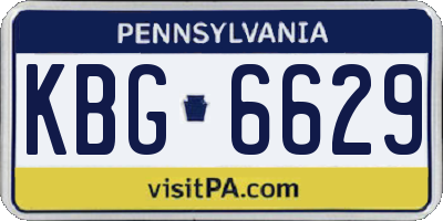 PA license plate KBG6629