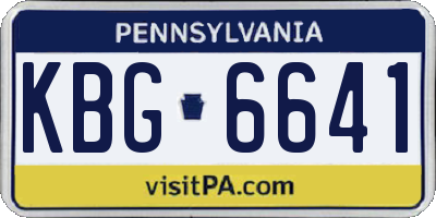 PA license plate KBG6641