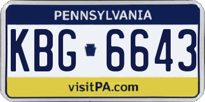 PA license plate KBG6643