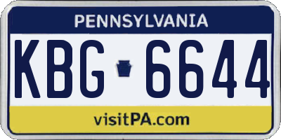 PA license plate KBG6644