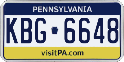PA license plate KBG6648