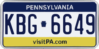PA license plate KBG6649