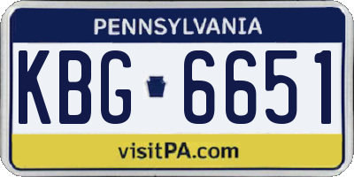 PA license plate KBG6651