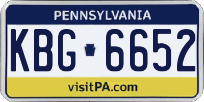 PA license plate KBG6652