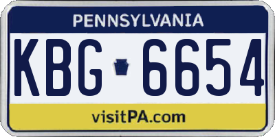PA license plate KBG6654