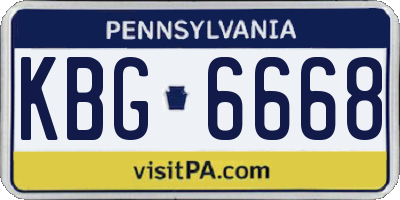 PA license plate KBG6668