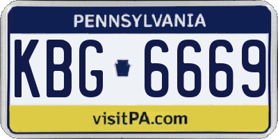 PA license plate KBG6669