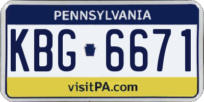 PA license plate KBG6671