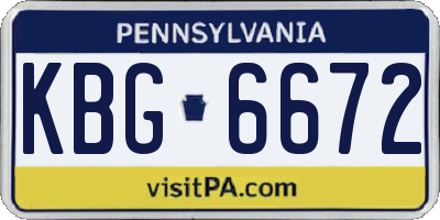 PA license plate KBG6672