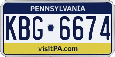 PA license plate KBG6674