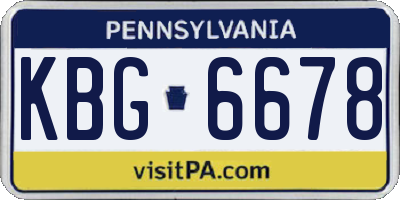 PA license plate KBG6678
