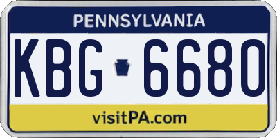 PA license plate KBG6680