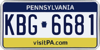 PA license plate KBG6681
