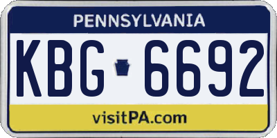PA license plate KBG6692