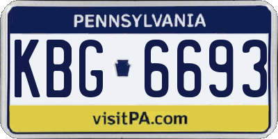 PA license plate KBG6693