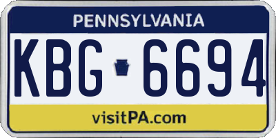 PA license plate KBG6694