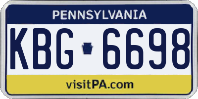 PA license plate KBG6698