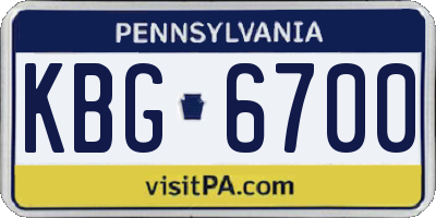 PA license plate KBG6700