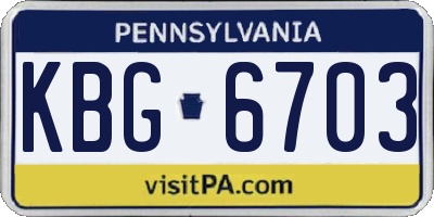 PA license plate KBG6703