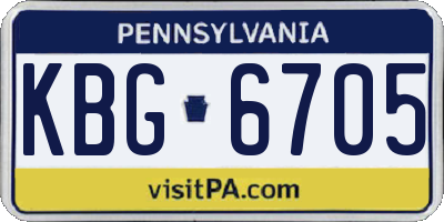 PA license plate KBG6705