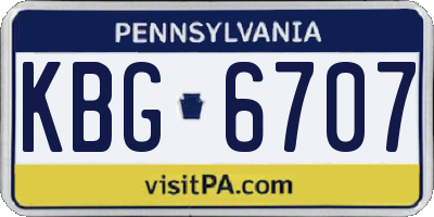 PA license plate KBG6707