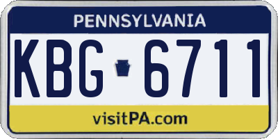 PA license plate KBG6711